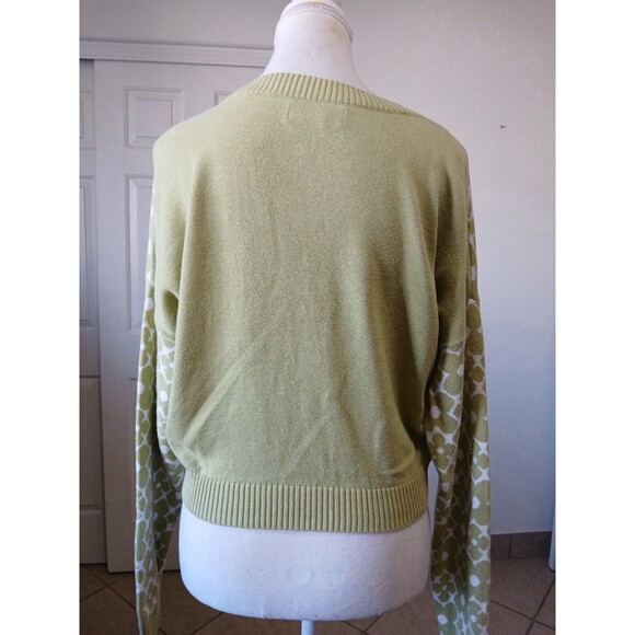 Hollister Women’s M Green White Floral Cropped Sweater Cotton Knit Casual - Picture 3 of 15